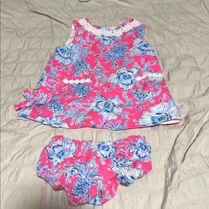Lilly Pulitzer Pink and Blue Floral Baby Dress